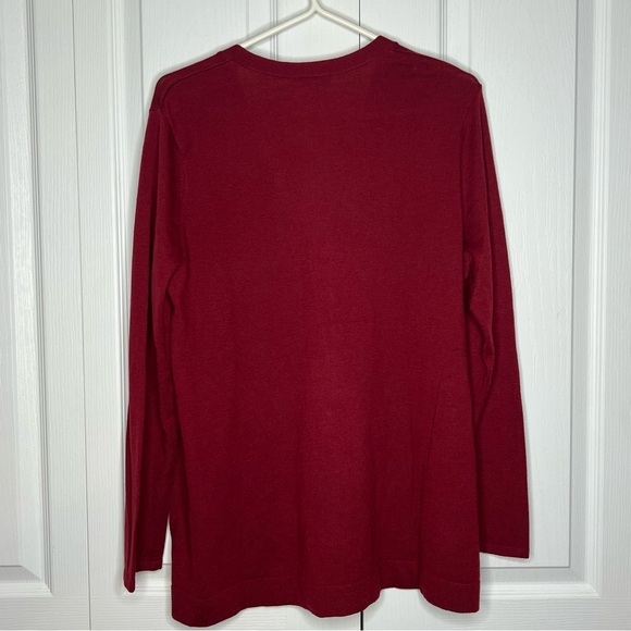 J Jill Sweater Women's Burgundy Red wool blend Knit Cardigan Button up medium - Picture 10 of 13